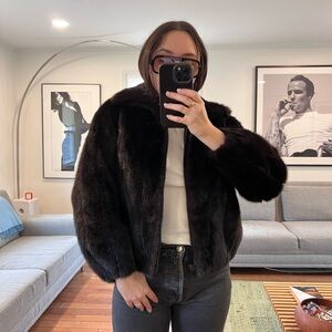 Brown Fur Zip-Up Jacket